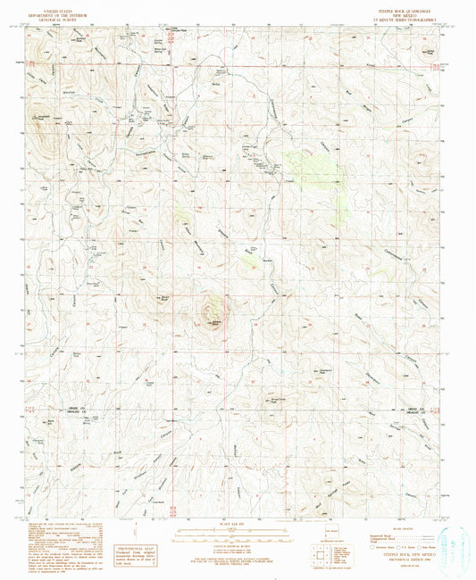 Classic USGS Steeple Rock New Mexico 7.5'x7.5' Topo Map Image