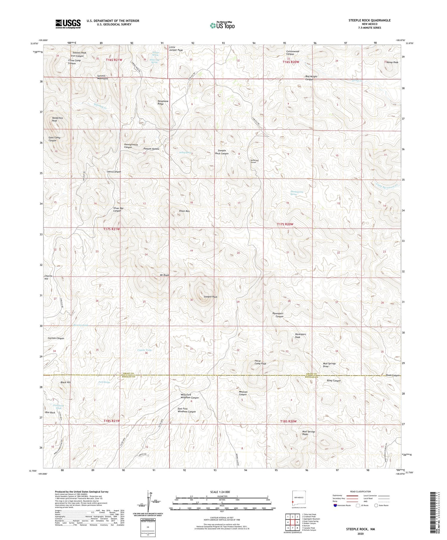 Steeple Rock New Mexico US Topo Map Image