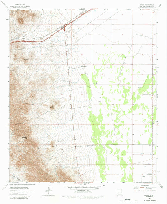 Classic USGS Steins New Mexico 7.5'x7.5' Topo Map Image