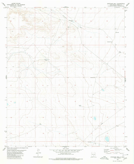Classic USGS Stockard Well New Mexico 7.5'x7.5' Topo Map Image