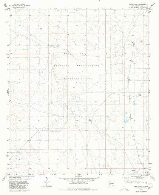 Classic USGS Stone Well New Mexico 7.5'x7.5' Topo Map Image