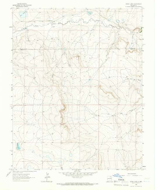 Classic USGS Stony Lake New Mexico 7.5'x7.5' Topo Map Image