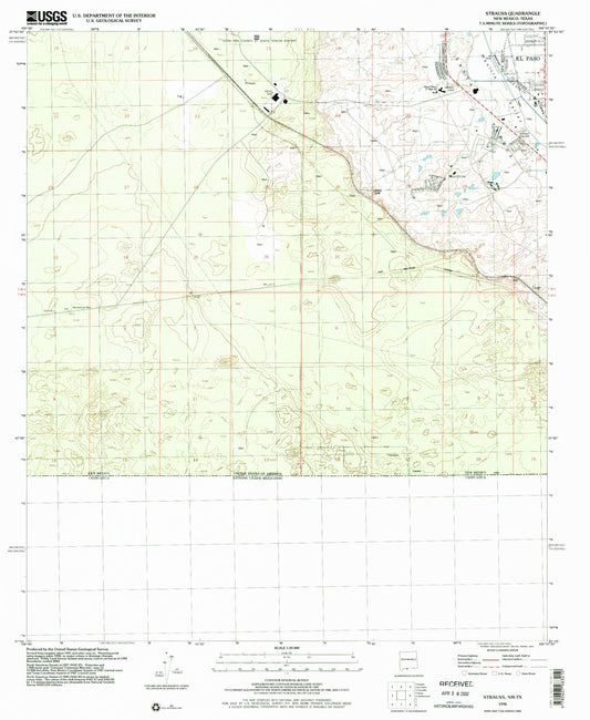 Classic USGS Strauss New Mexico 7.5'x7.5' Topo Map Image