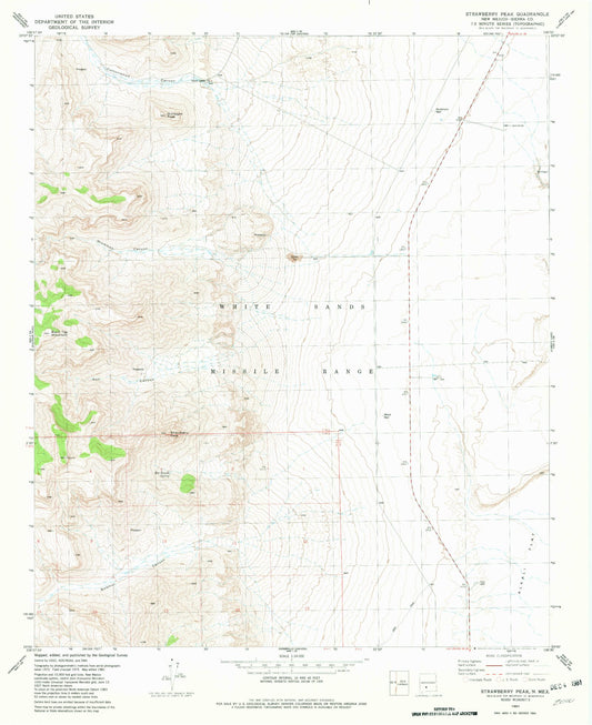 Classic USGS Strawberry Peak New Mexico 7.5'x7.5' Topo Map Image