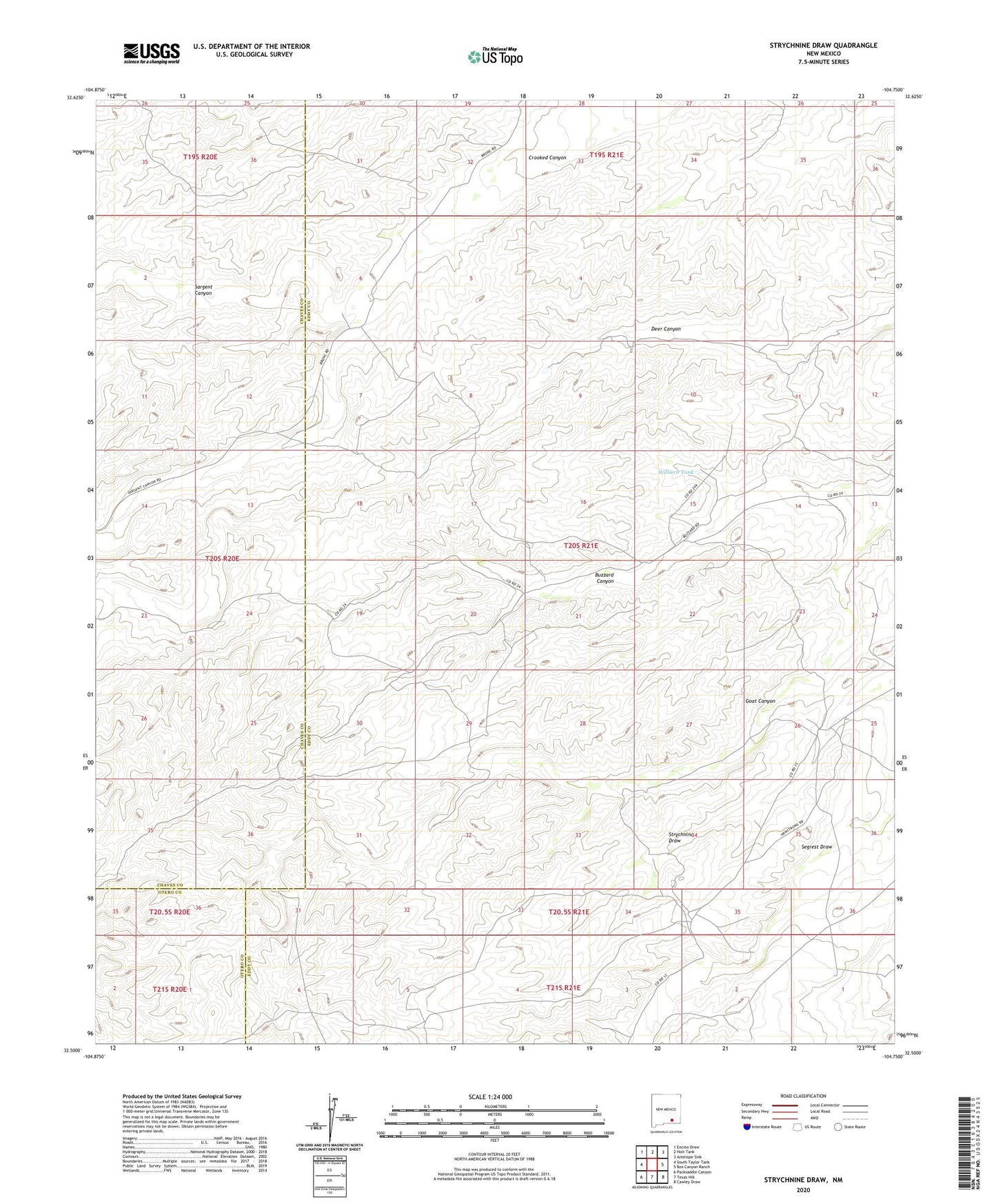 Strychnine Draw New Mexico US Topo Map Image