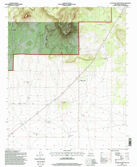 Classic USGS Sugarloaf Mountain New Mexico 7.5'x7.5' Topo Map Image