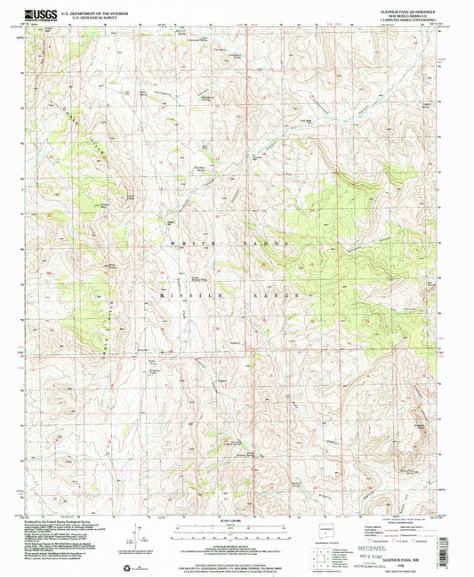 Classic USGS Sulphur Pass New Mexico 7.5'x7.5' Topo Map Image
