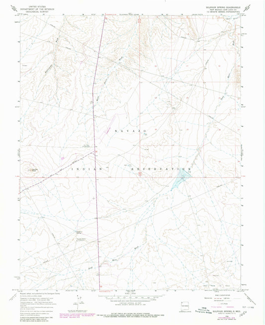 Classic USGS Sulphur Spring New Mexico 7.5'x7.5' Topo Map Image