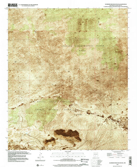Classic USGS Summerford Mountain New Mexico 7.5'x7.5' Topo Map Image