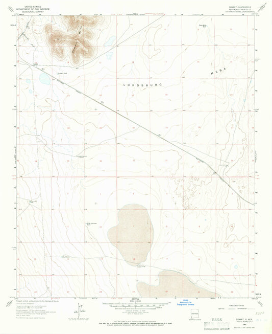Classic USGS Summit New Mexico 7.5'x7.5' Topo Map Image