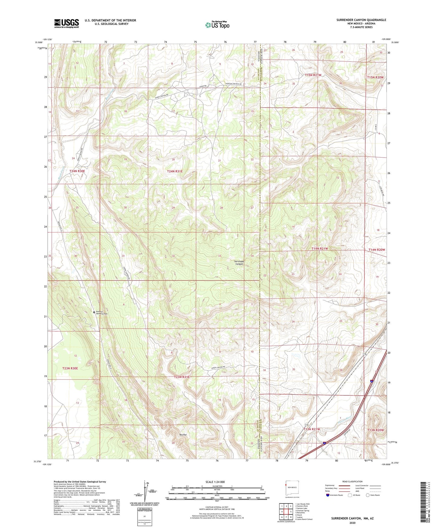 Surrender Canyon New Mexico US Topo Map Image