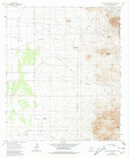 Classic USGS Swallow Fork Peak New Mexico 7.5'x7.5' Topo Map Image