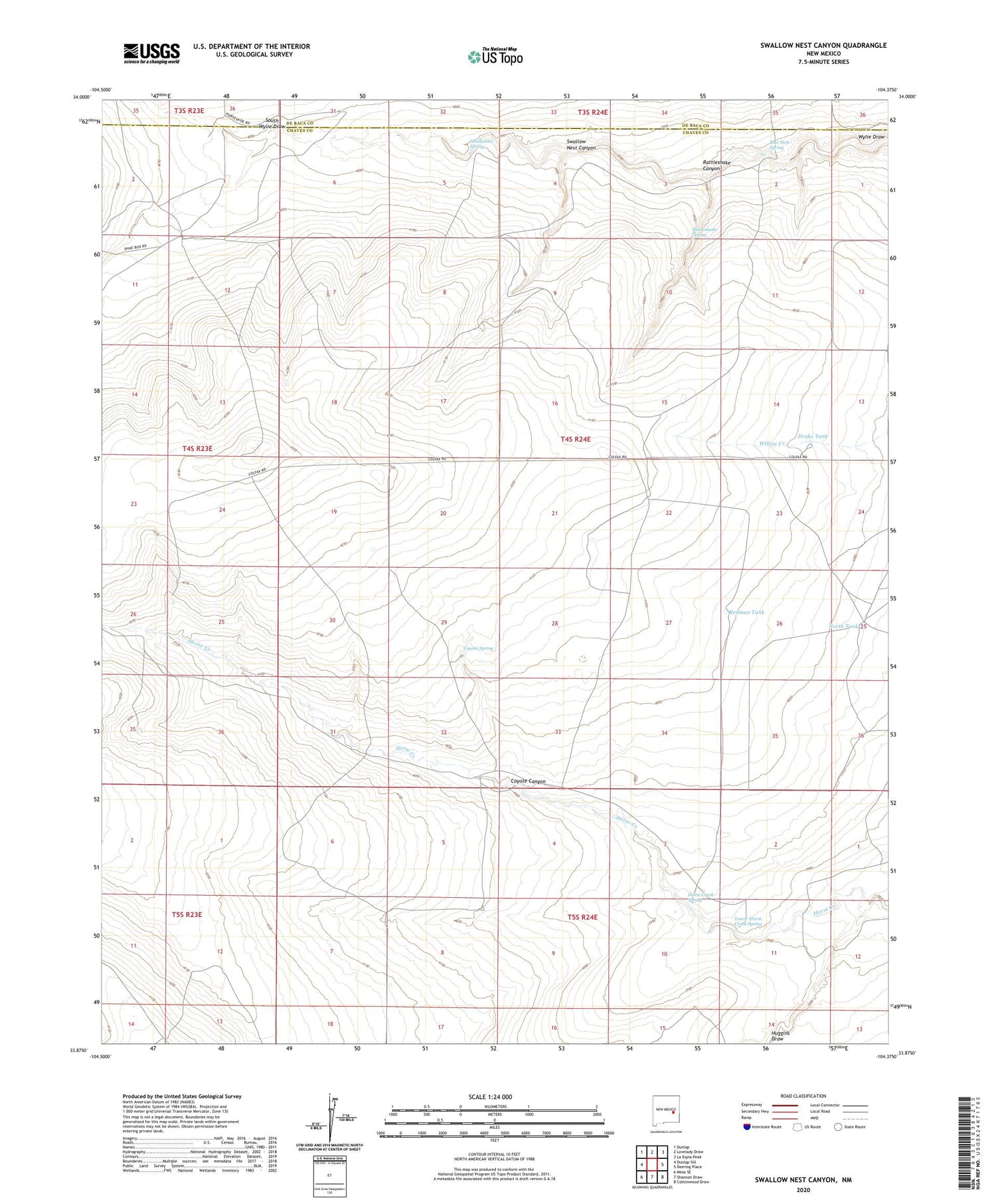 Swallow Nest Canyon New Mexico US Topo Map Image