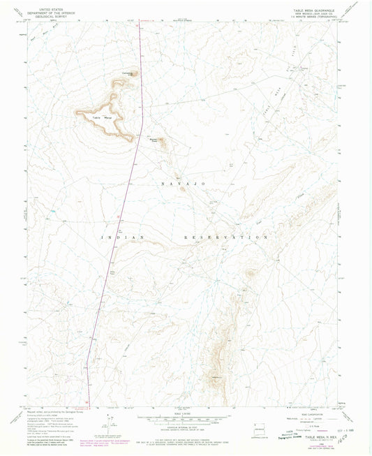 Classic USGS Table Mesa New Mexico 7.5'x7.5' Topo Map Image