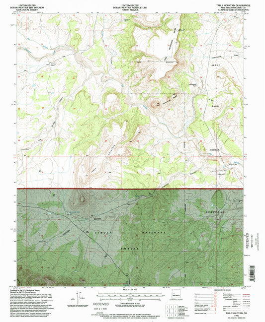 Classic USGS Table Mountain New Mexico 7.5'x7.5' Topo Map Image