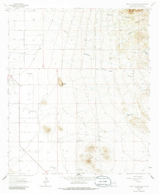 Classic USGS Table Top Mountain New Mexico 7.5'x7.5' Topo Map Image