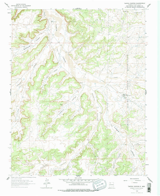 Classic USGS Tafoya Canyon New Mexico 7.5'x7.5' Topo Map Image