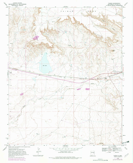 Classic USGS Taiban New Mexico 7.5'x7.5' Topo Map Image