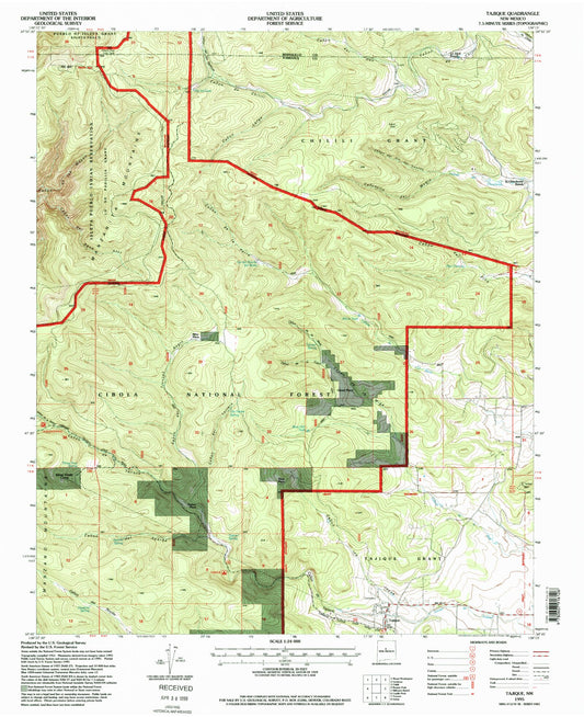 Classic USGS Tajique New Mexico 7.5'x7.5' Topo Map Image
