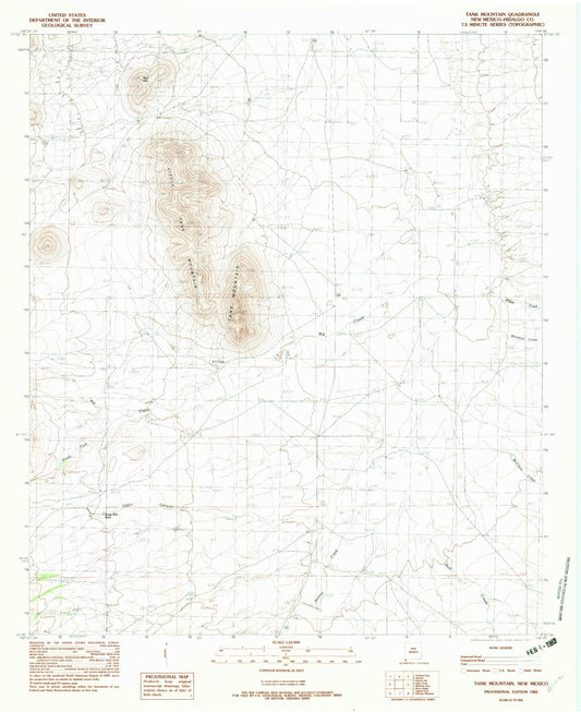 Classic USGS Tank Mountain New Mexico 7.5'x7.5' Topo Map Image