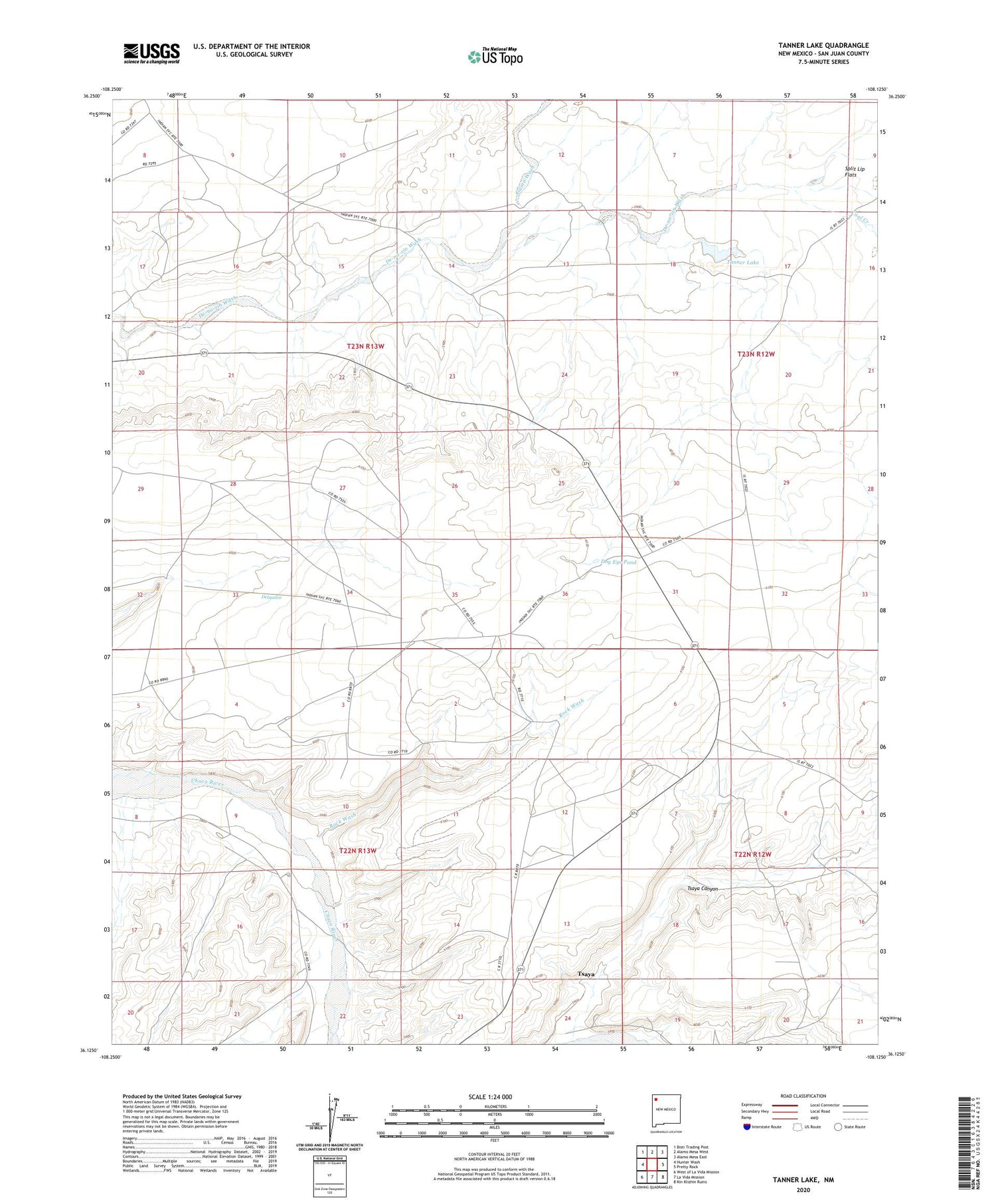 Tanner Lake New Mexico US Topo Map Image