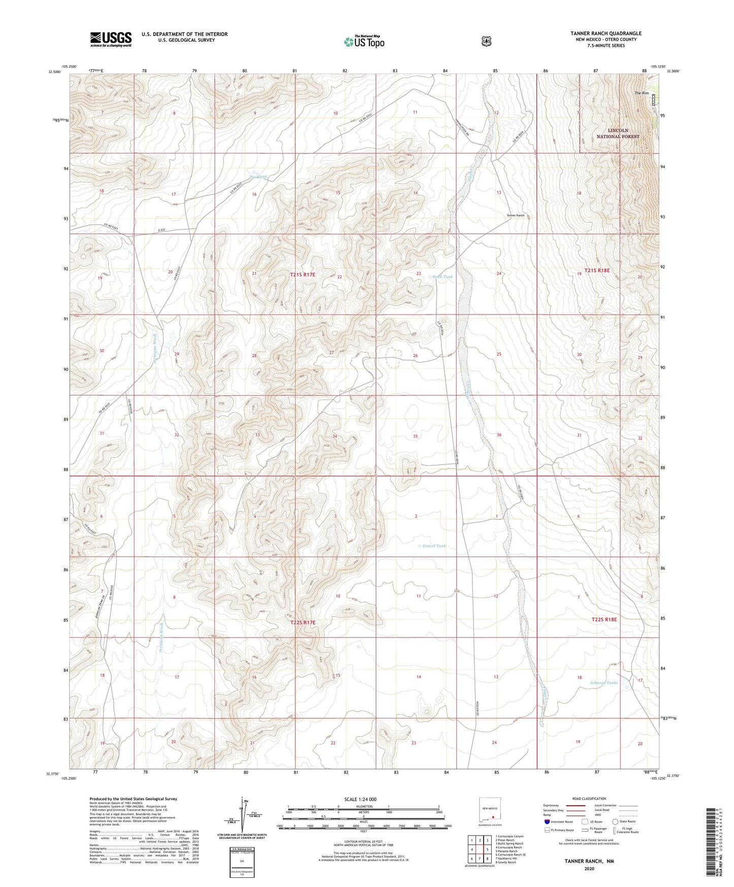 Tanner Ranch New Mexico US Topo Map Image