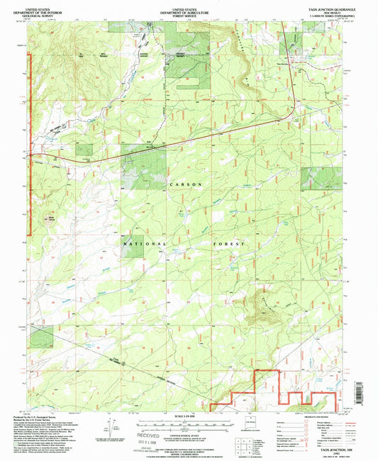 Classic USGS Taos Junction New Mexico 7.5'x7.5' Topo Map Image