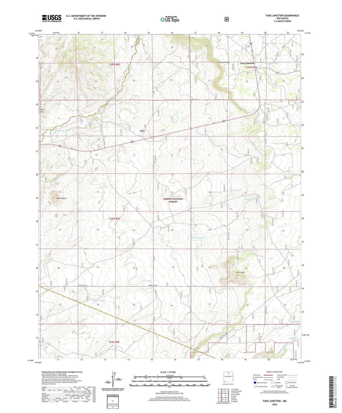 Taos Junction New Mexico US Topo Map Image