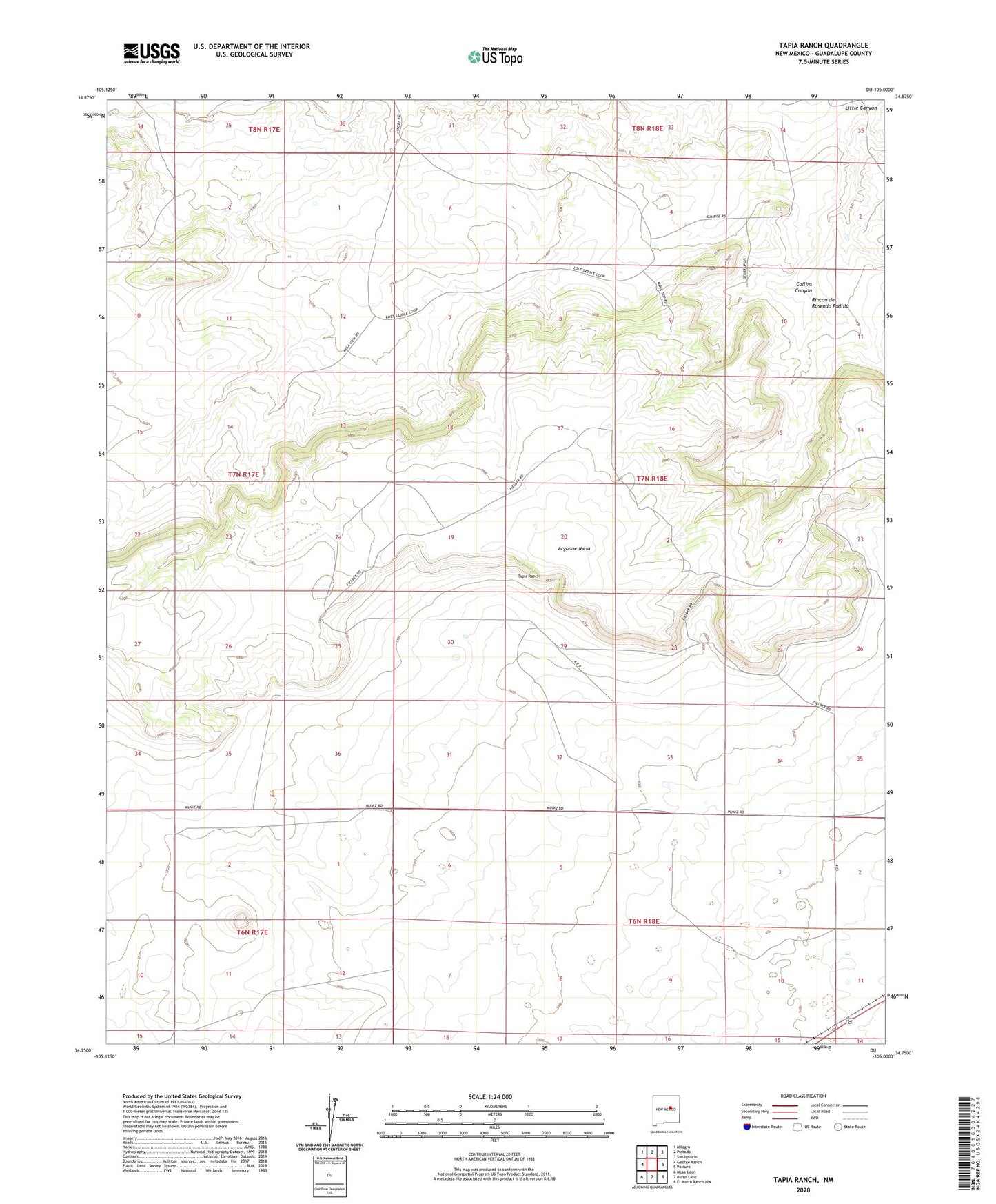 Tapia Ranch New Mexico US Topo Map Image