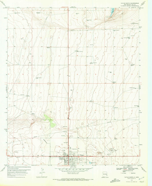 Classic USGS Tatum North New Mexico 7.5'x7.5' Topo Map Image