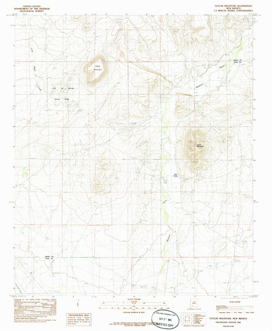 Classic USGS Taylor Mountain New Mexico 7.5'x7.5' Topo Map Image