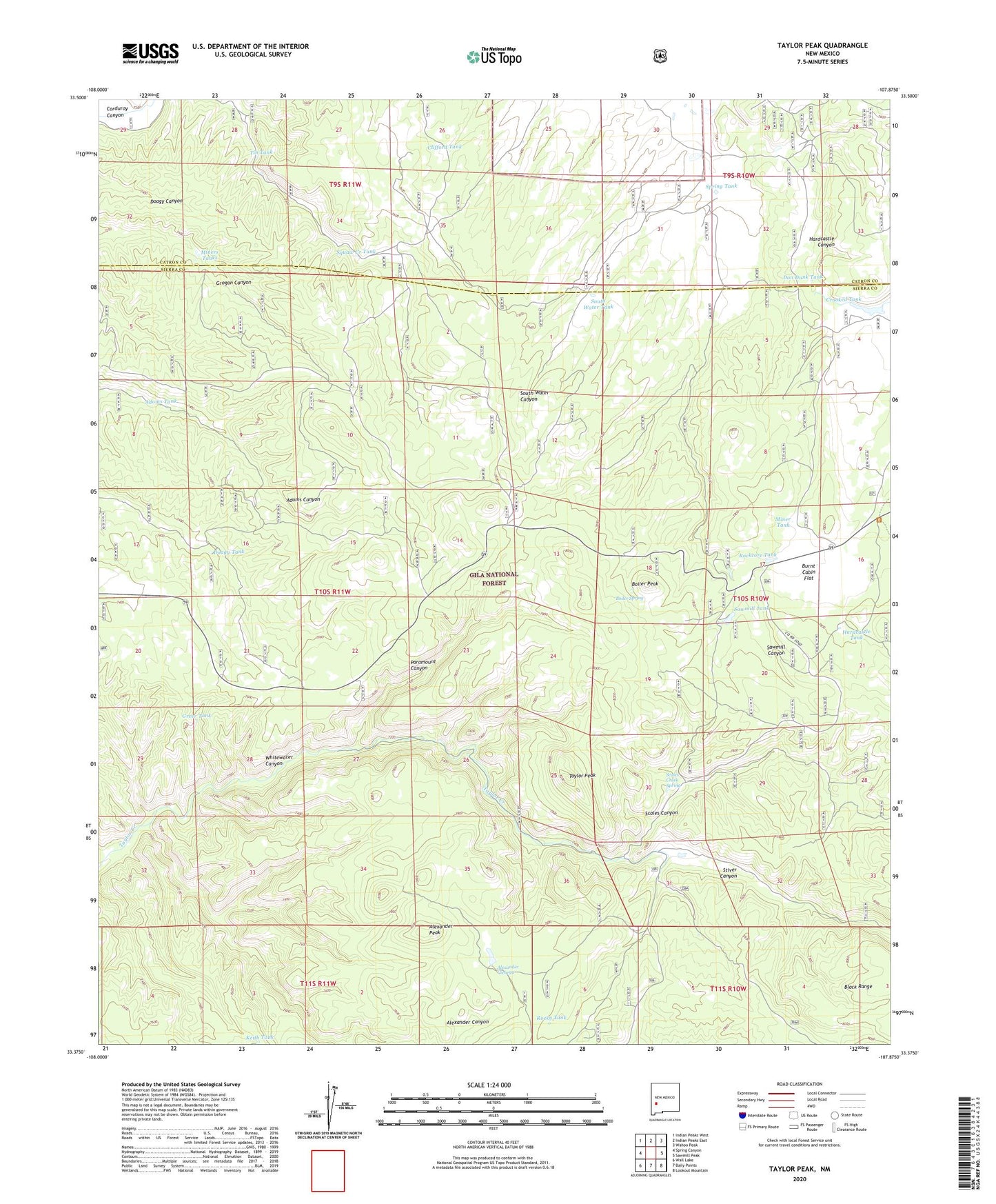 Taylor Peak New Mexico US Topo Map Image