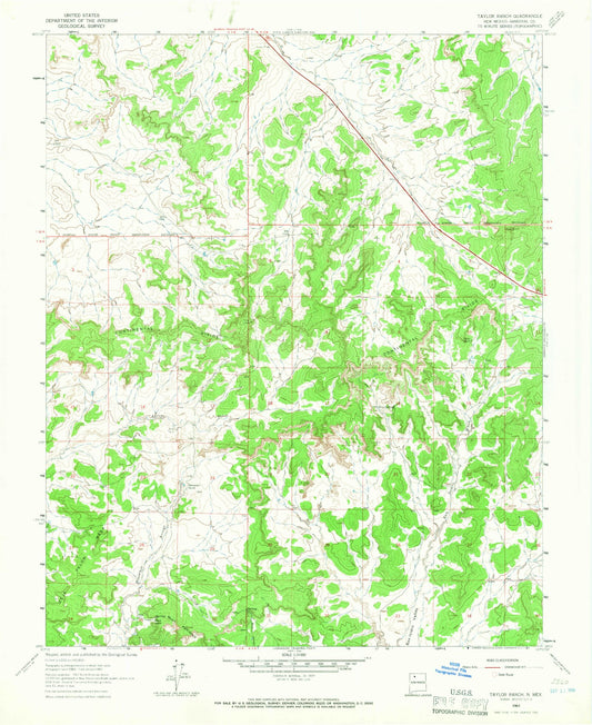 Classic USGS Taylor Ranch New Mexico 7.5'x7.5' Topo Map Image