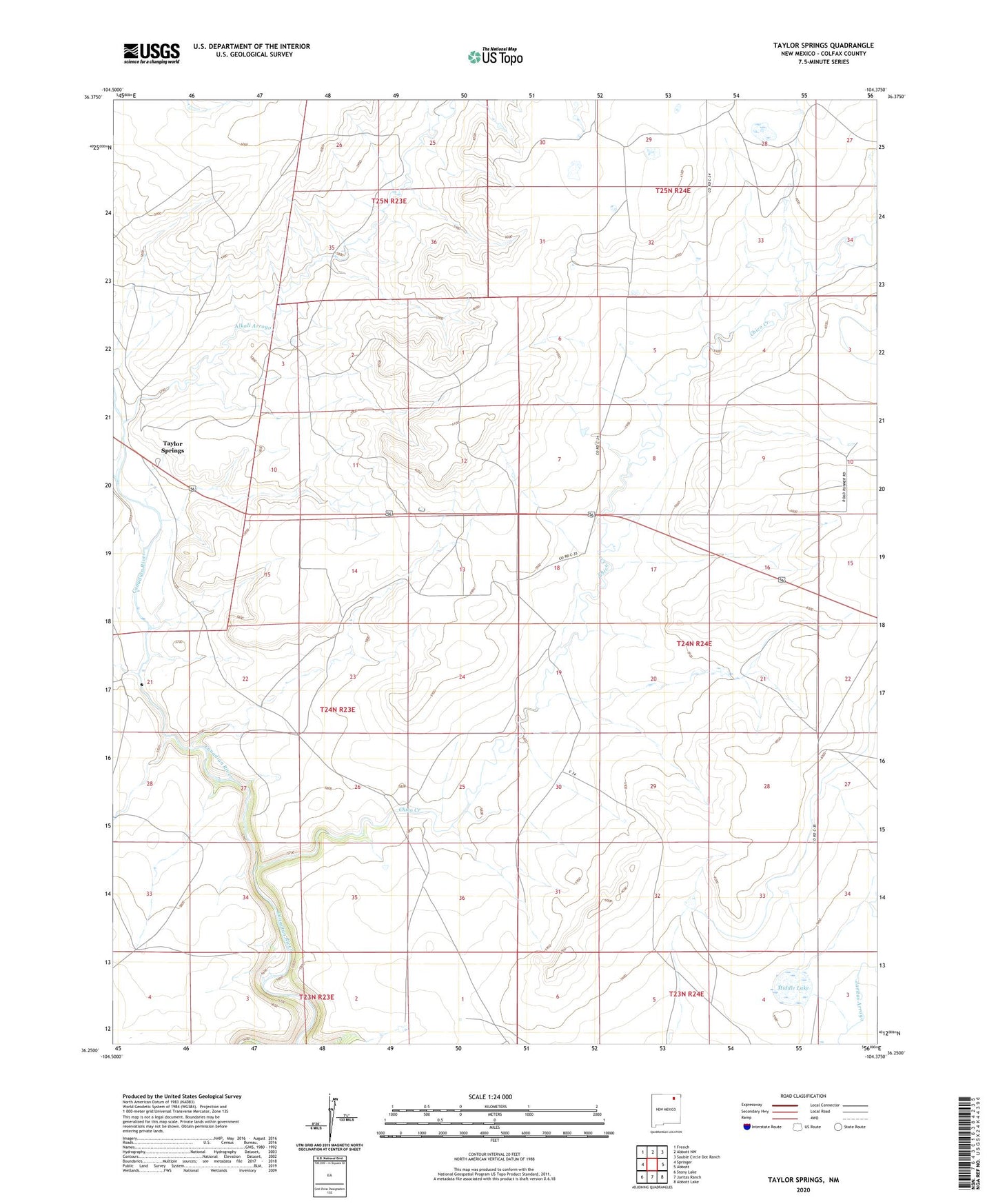 Taylor Springs New Mexico US Topo Map Image