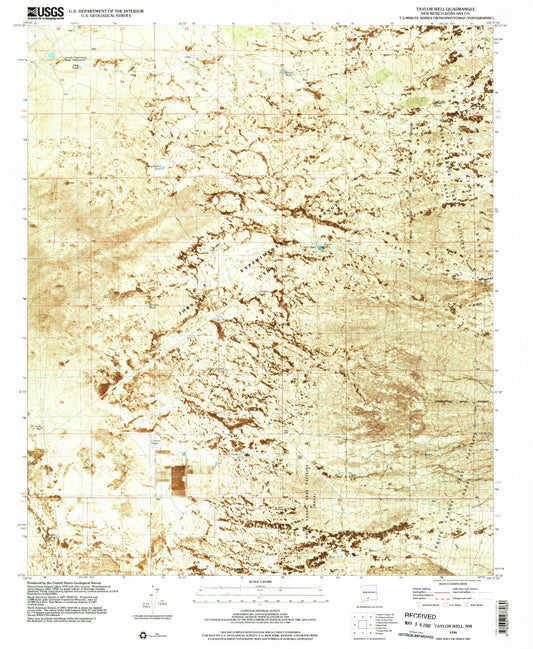 Classic USGS Taylor Well New Mexico 7.5'x7.5' Topo Map Image