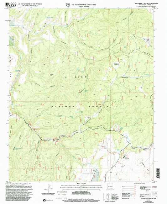 Classic USGS Telephone Canyon New Mexico 7.5'x7.5' Topo Map Image