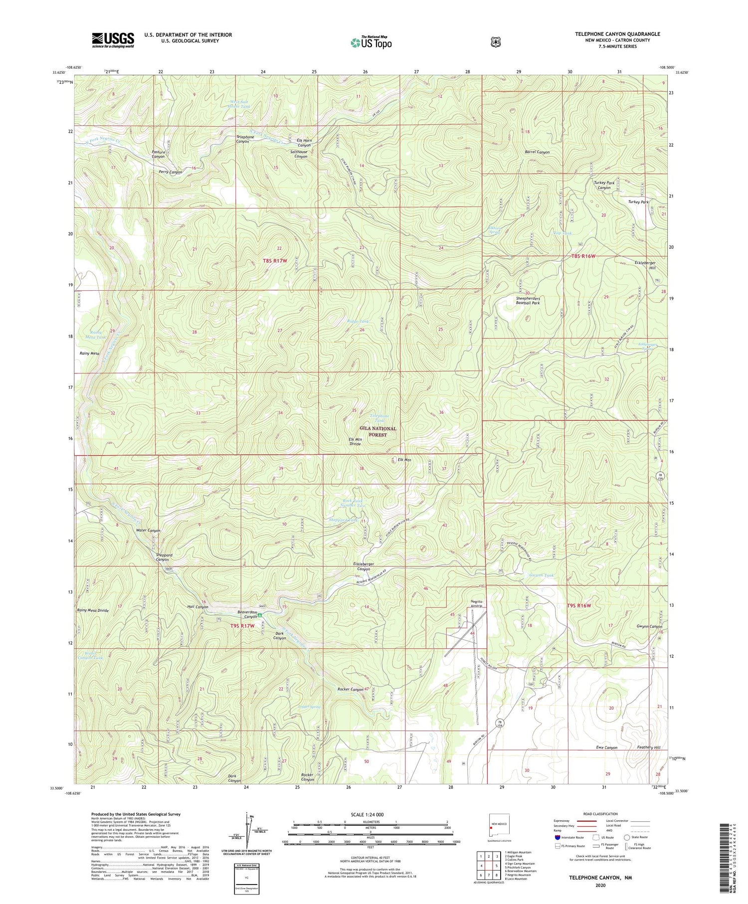 Telephone Canyon New Mexico US Topo Map Image