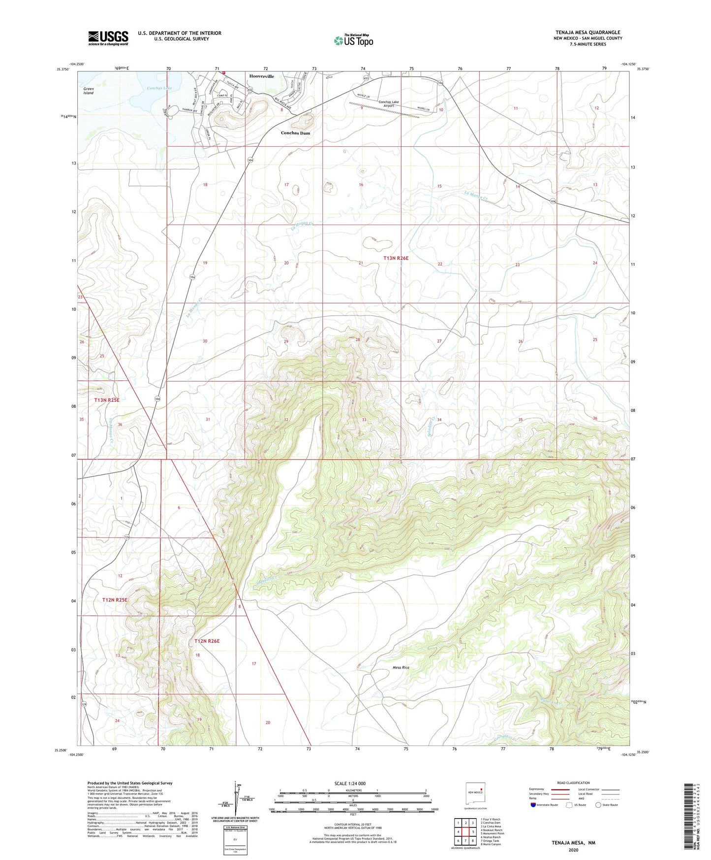 Tenaja Mesa New Mexico US Topo Map Image