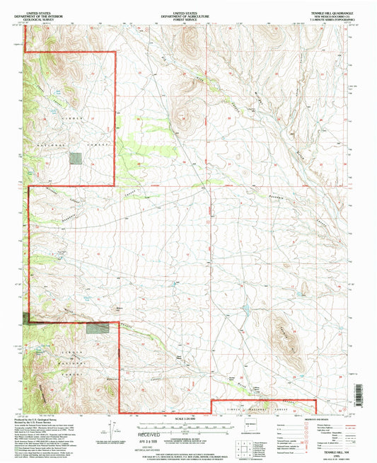 Classic USGS Tenmile Hill New Mexico 7.5'x7.5' Topo Map Image