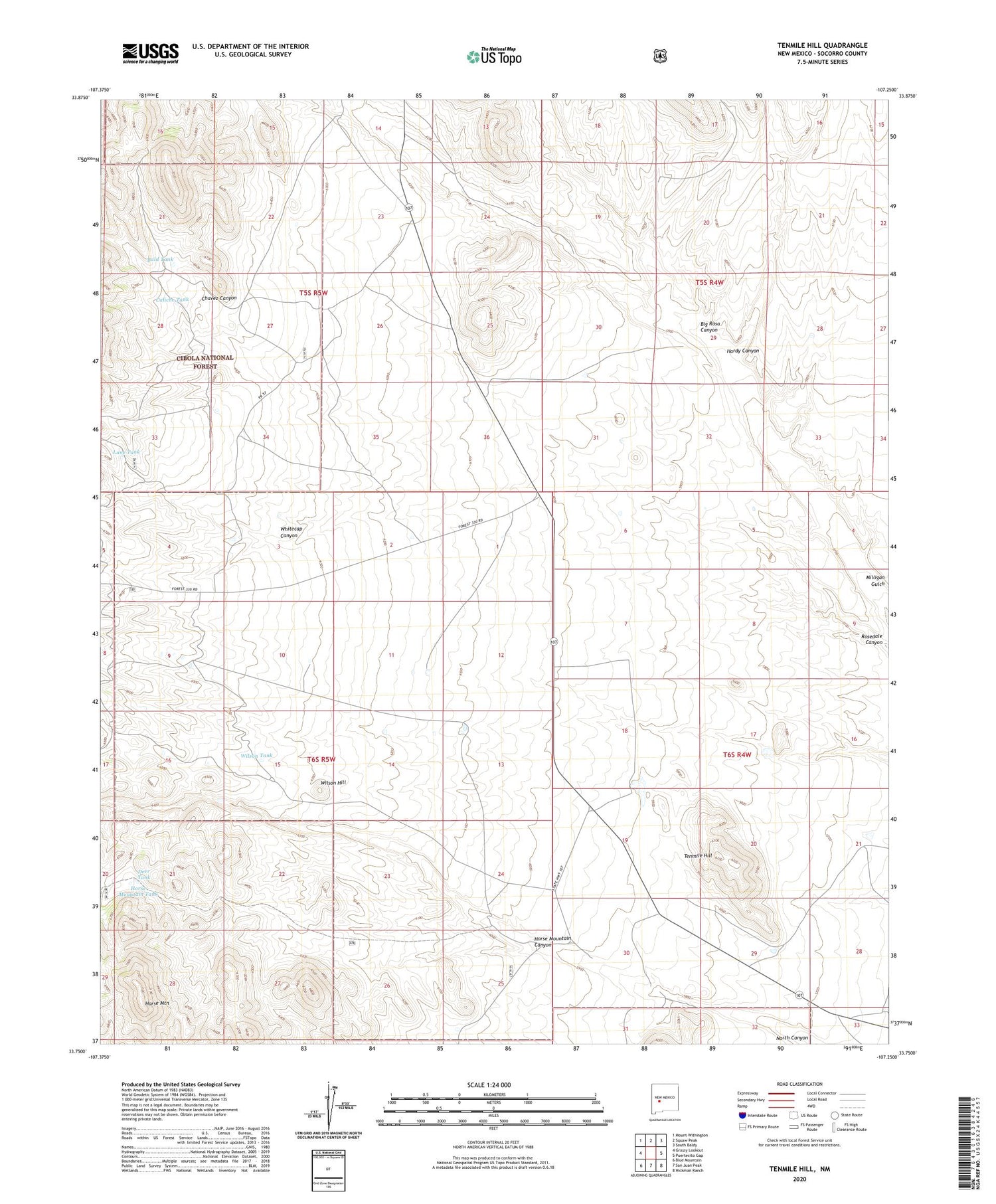 Tenmile Hill New Mexico US Topo Map Image