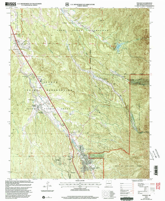 Classic USGS Tesuque New Mexico 7.5'x7.5' Topo Map Image
