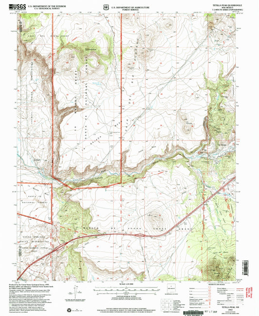 Classic USGS Tetilla Peak New Mexico 7.5'x7.5' Topo Map Image