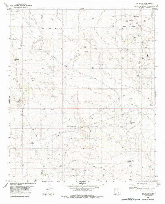 Classic USGS The Divide New Mexico 7.5'x7.5' Topo Map Image