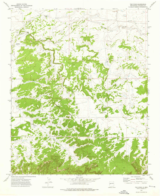 Classic USGS The Dyke New Mexico 7.5'x7.5' Topo Map Image