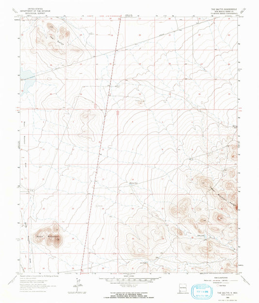 Classic USGS The Saltys New Mexico 7.5'x7.5' Topo Map Image