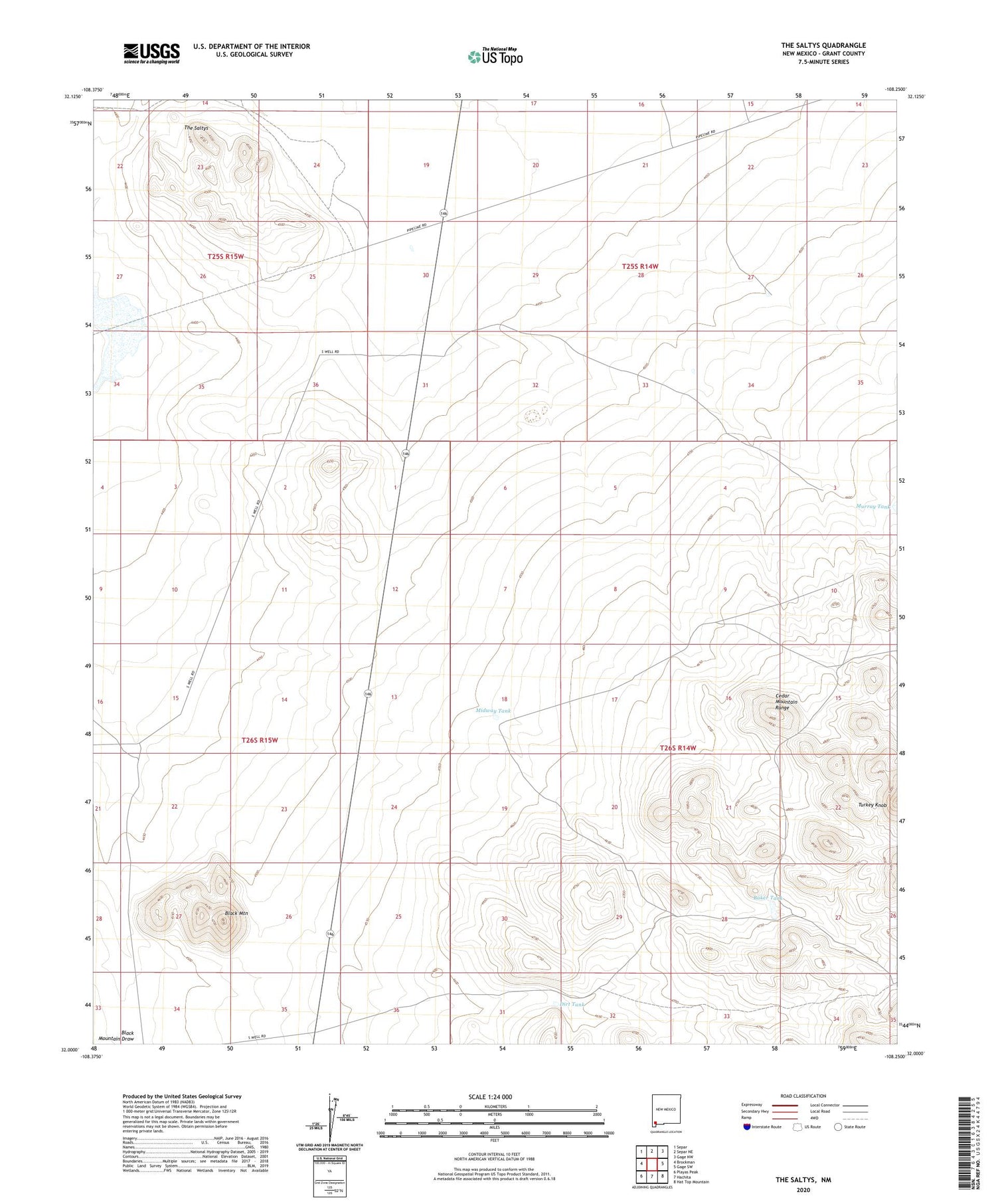 The Saltys New Mexico US Topo Map Image