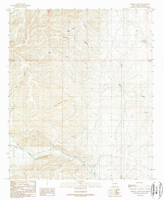 Classic USGS Thimble Canyon New Mexico 7.5'x7.5' Topo Map Image