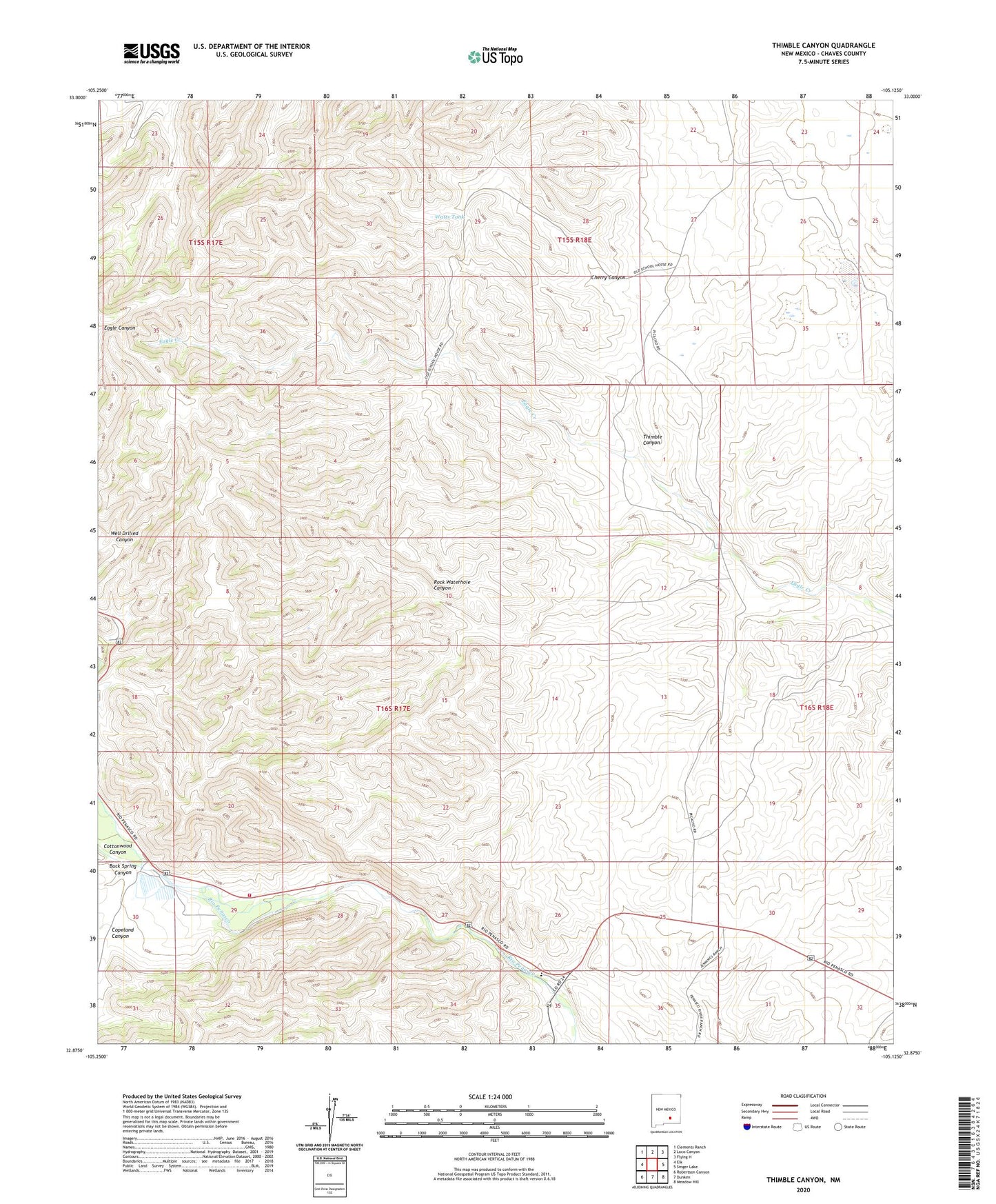 Thimble Canyon New Mexico US Topo Map Image