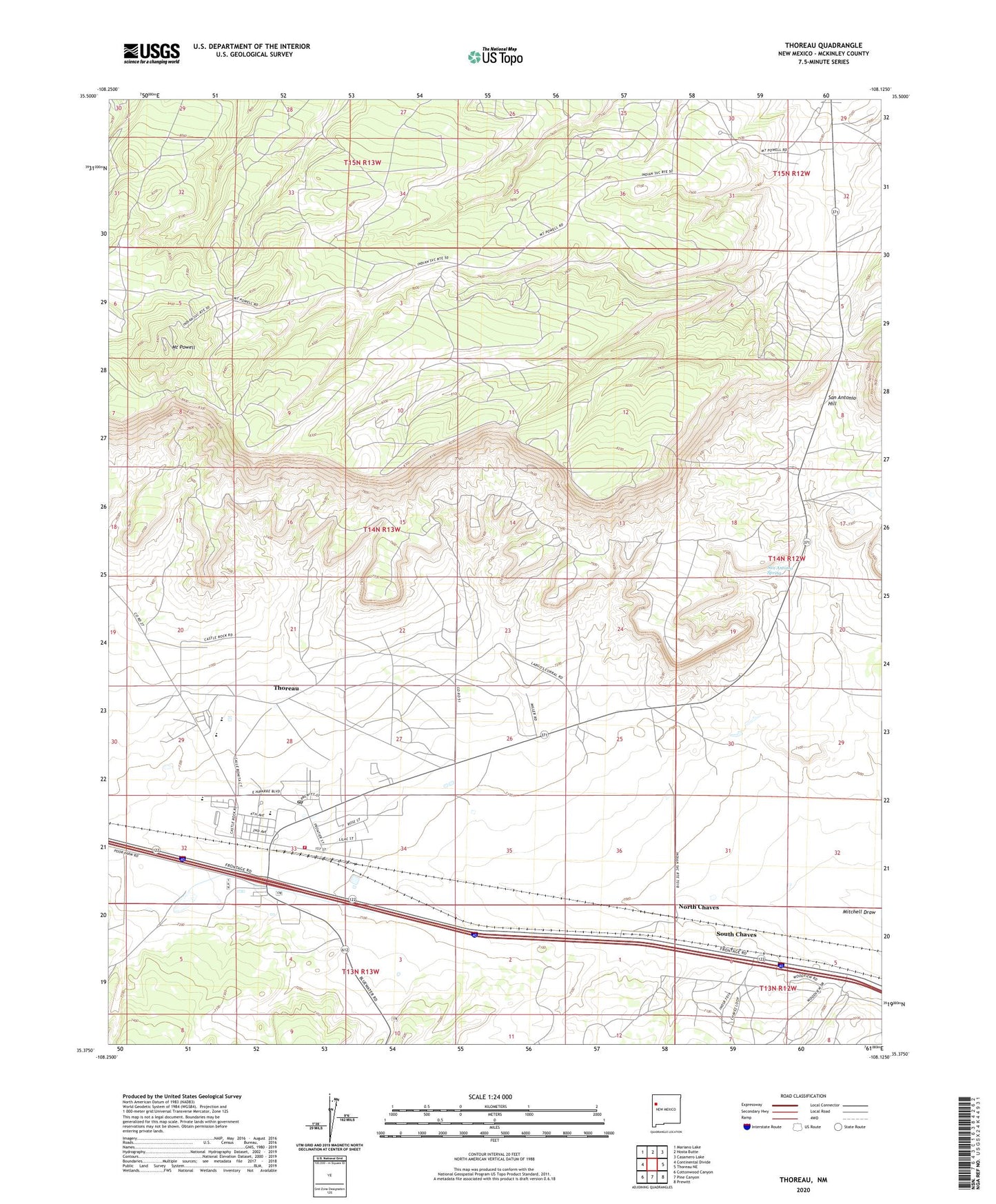 Thoreau New Mexico US Topo Map Image