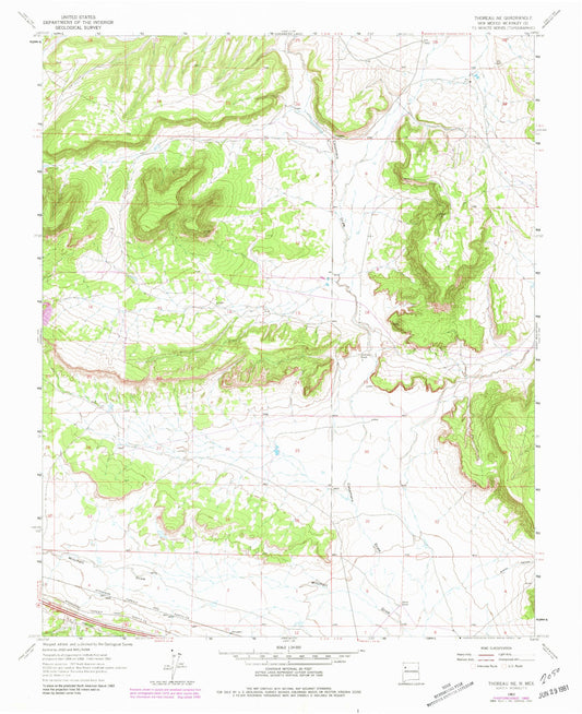 Classic USGS Thoreau NE New Mexico 7.5'x7.5' Topo Map Image
